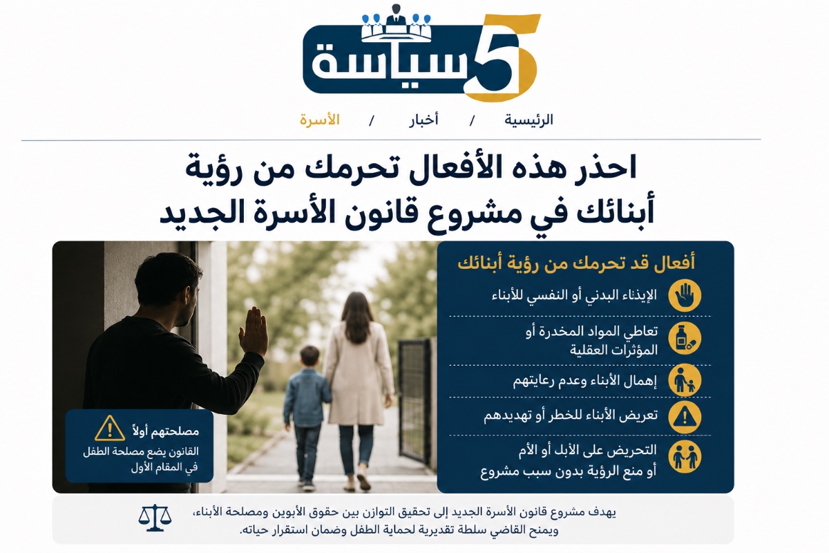 احذر هذه الأفعال تحرمك من رؤية أبنائك في مشروع قانون الأسرة الجديد